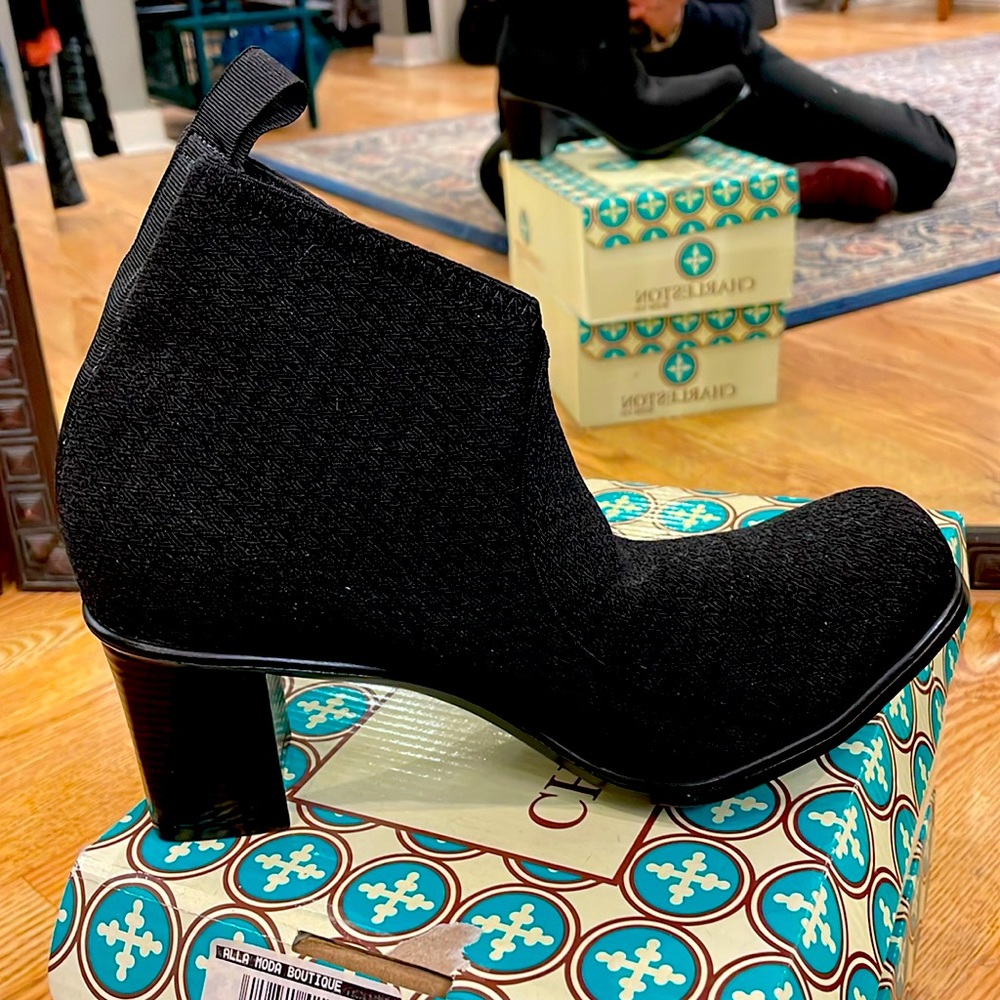 Charleston black woven boots.